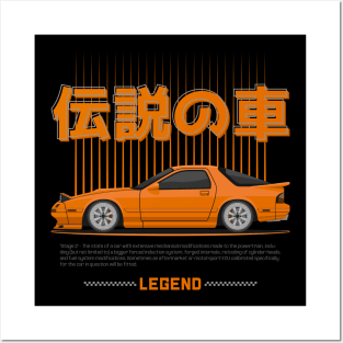 Midnight Racer Orange FC3S RX7 JDM Posters and Art